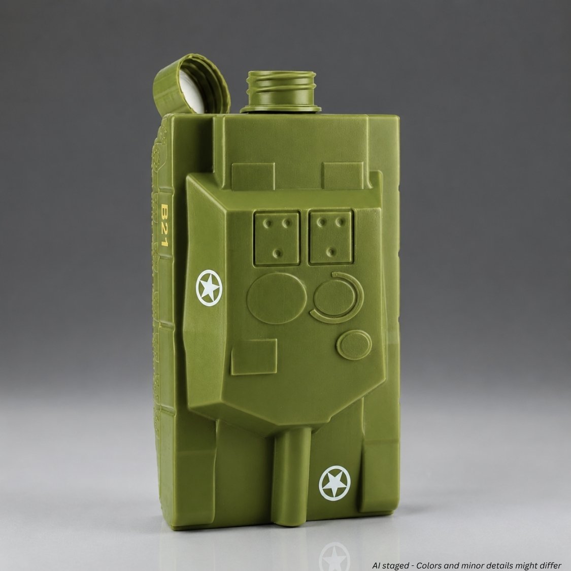 Caliber Gourmet Tank Flask CBG-SG-TFLASK retail packaging label with UPC barcode 024718514727