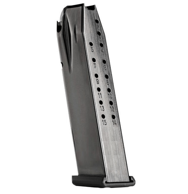 Canik TP9/METE Full Size magazine profile view, compatible with various Canik firearm models, made in Italy.