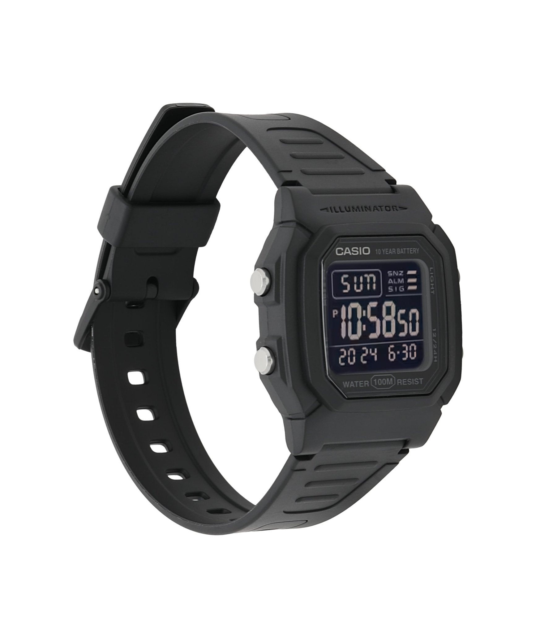 Casio Classic Digital Watch with Blackout Dial, Dual Time & 5 Alarms W800H-1BV - WCUniforms