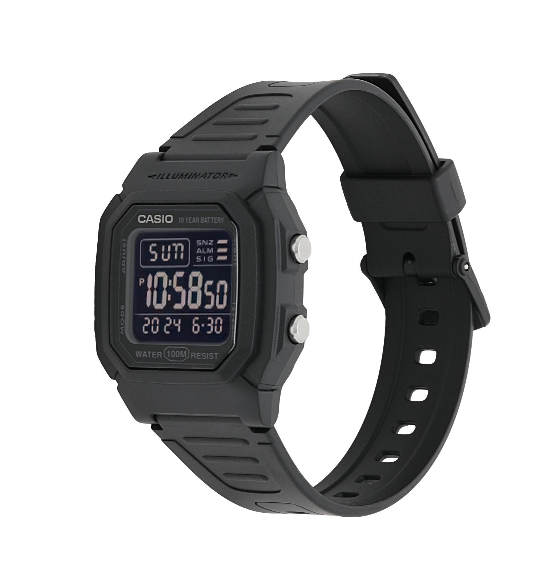 Casio Classic Digital Watch with Blackout Dial, Dual Time & 5 Alarms W800H-1BV - WCUniforms