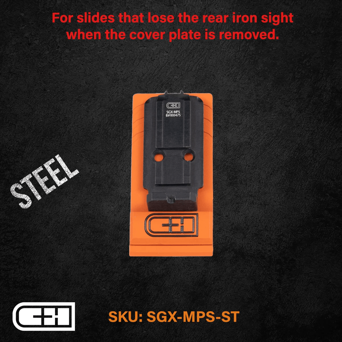 C&H Precision Optics Adapter Plate for Sig P320 X-Series with steel construction and removable cover plate. SKU: SGX-MPS-ST.