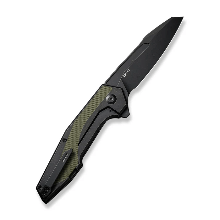 CIVIVI Hypersonic Flipper Knife with black blade and green G10 handle, measuring 8.74 inches overall.