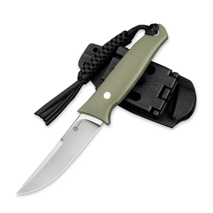 CIVIVI Tamashii Fixed Blade Knife with G10 handle and sheath, designed for outdoor enthusiasts and collectors.
