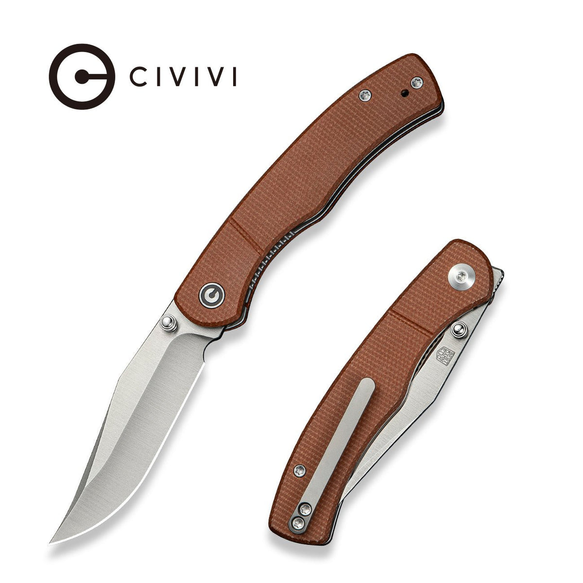 CIVIVI Clingman knife brown canvas Micarta handle C23065-3
