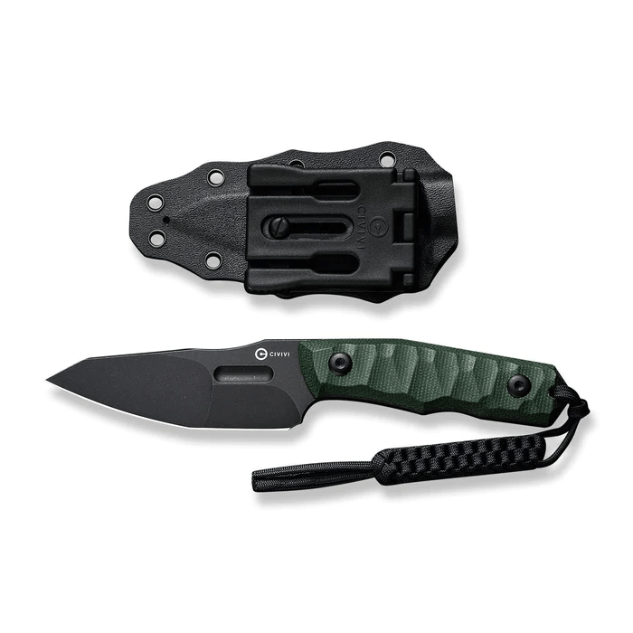 CIVIVI Knives Propugnator Knife with a sleek green handle and protective sheath, perfect for EDC enthusiasts.