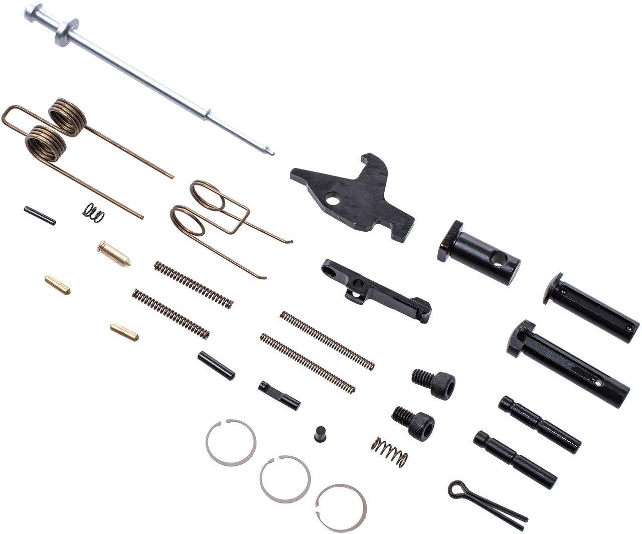 CMMG Parts Kit for AR15 Survival Kit, featuring various components including springs and pins for firearm assembly.