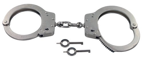 Combined Systems Oversize Chain Style Handcuffs with two keys, featuring multi-drop bars and positive clickback system for larger wrists.