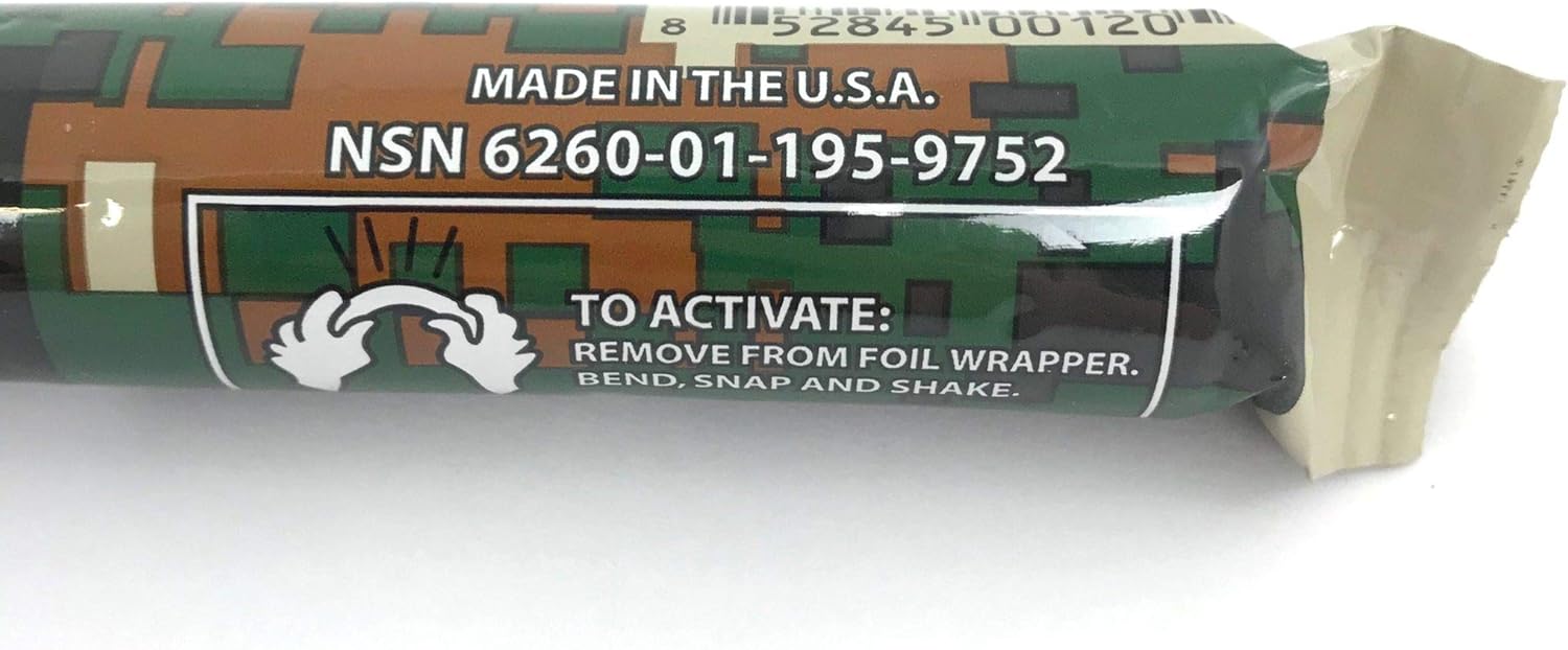 Cyalume IR ChemLight wrapper with Made in the U.S.A., NSN 6260-01-195-9752, and activation steps