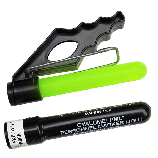 Cyalume Single PML Personnel Marker Light in green with case, waterproof, nontoxic, and 8 hours of illumination.