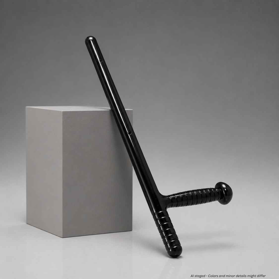 Damascus DRB24T PR-24 side handle riot control baton in matte black, full length front view