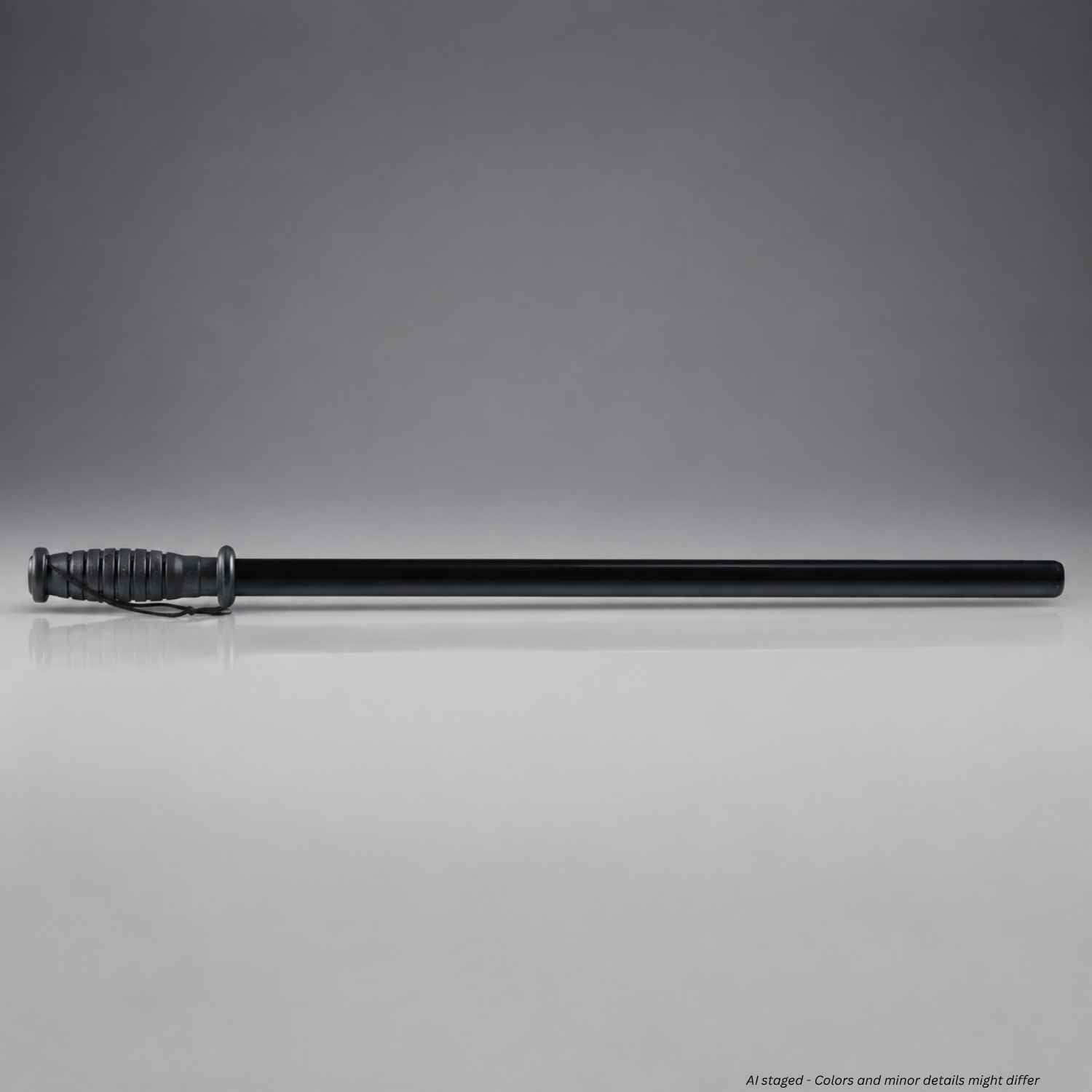 Damascus 34-inch straight riot control baton DRB34 in matte black polypropylene on a gray background