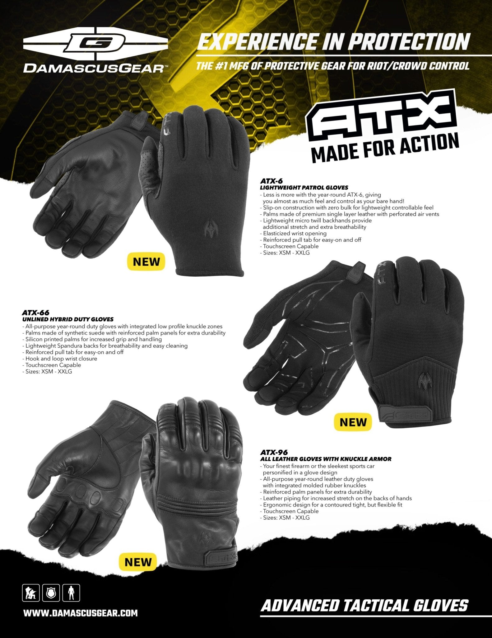 Damascus All-Leather Gloves with Knuckle Armor