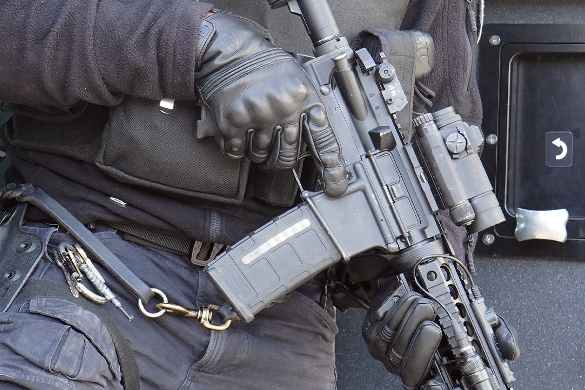 Damascus All-Leather Gloves with Knuckle Armor ATX96 - WCUniforms