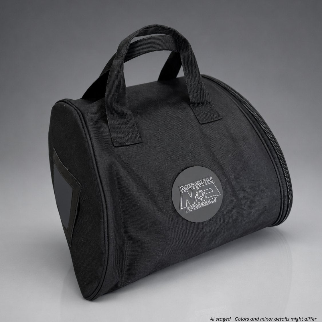 Damascus Gear DBH Riot Control Helmet Bag in black, closed view showing carry handles and heavy-duty zipper