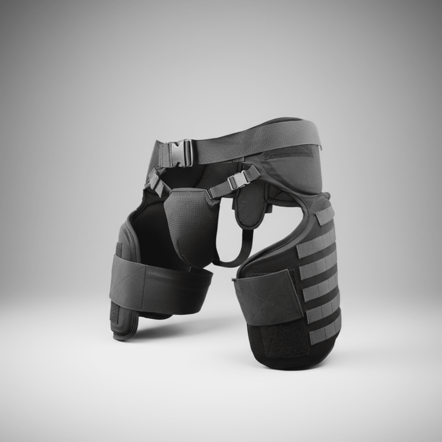 Damascus Imperial TG40 Thigh/Groin Protector with Molle System on a gray background