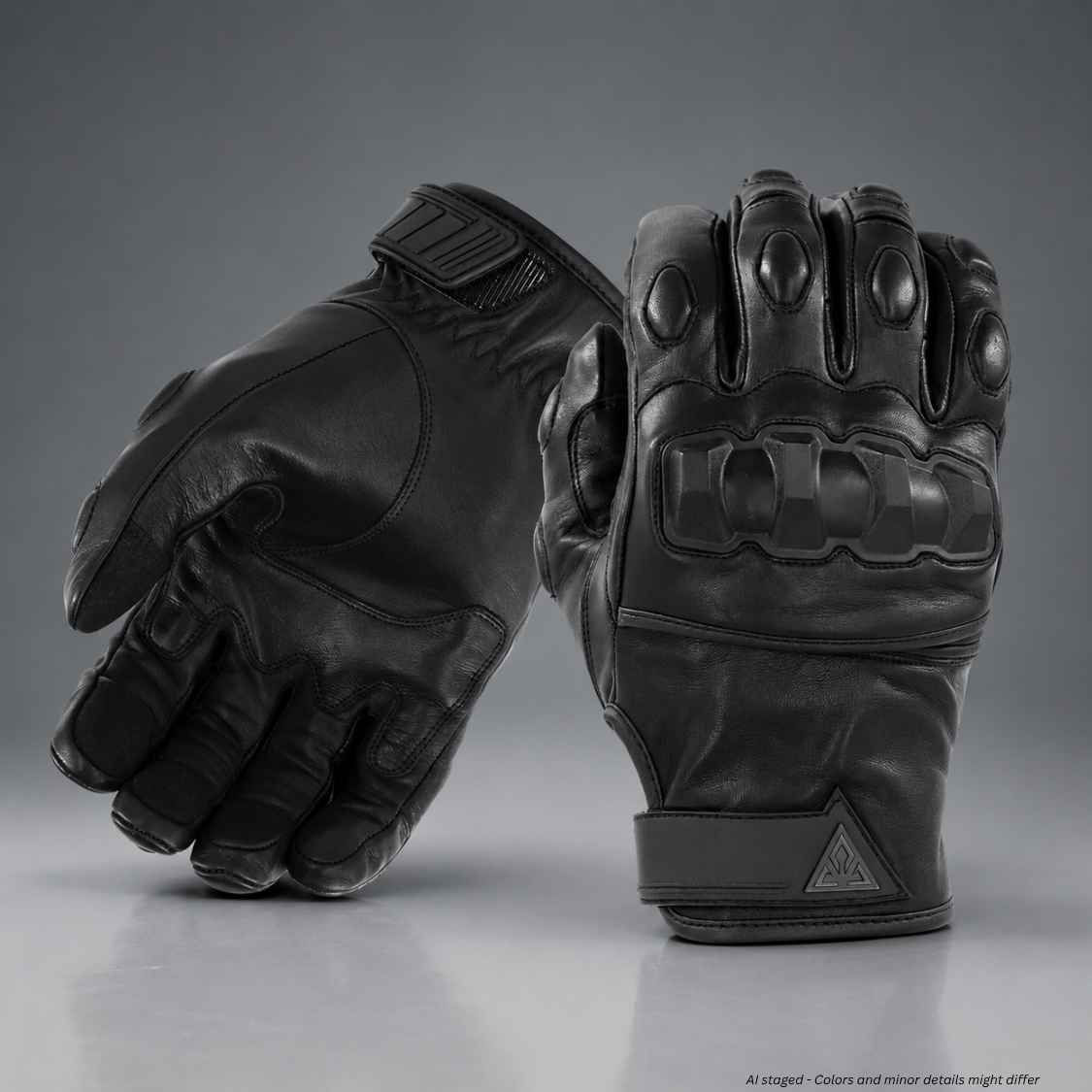 Damascus Phenom 6 PG1 hard knuckle riot gloves in black, pair front view