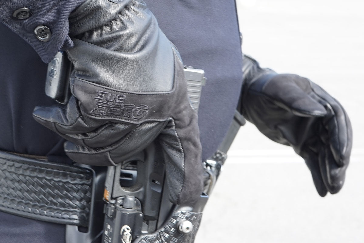 Damascus SubZero DZ19 Ultimate Cold Weather Gloves in black, showing full leather palm and pre-curved fingers