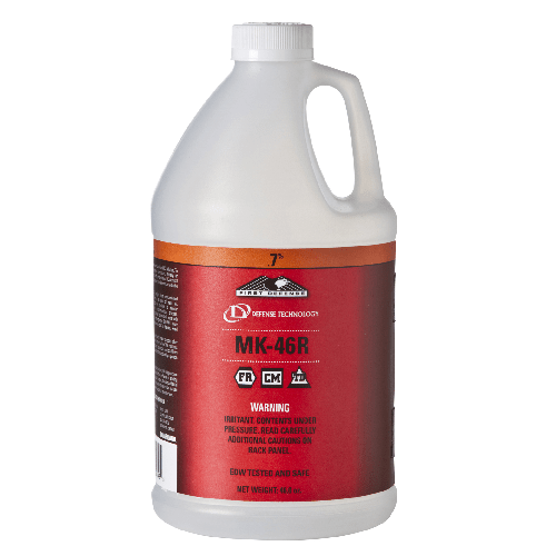Gallon container with red label featuring 'MK-46R' on a white background