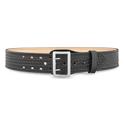 Dutyman 2-1/4"" Basketweave Leather Sam Brown 2 Row Stitch Duty Belt with Nickel Buckle 1021-32-9001 - WCUniforms