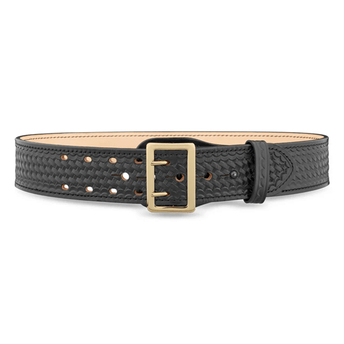 Dutyman 2-1/4"" Basketweave Leather Sam Brown 2 Row Stitch Duty Belt with Nickel Buckle 1021-32-9001 - WCUniforms