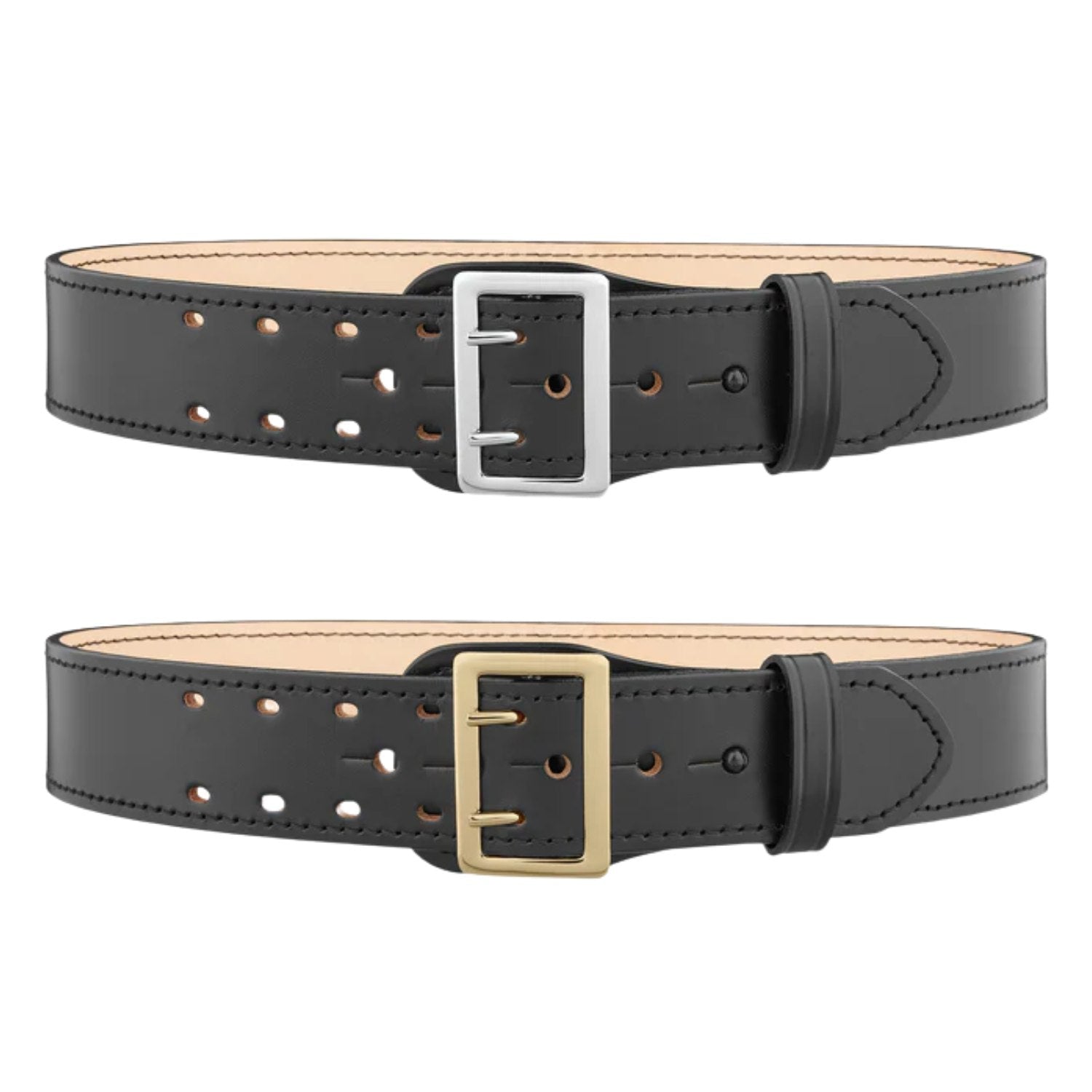 Dutyman 2-1/4"" Plain Leather Sam Browne 2-Row Stitch Duty Belt with Nickel Buckle 1011-32-9001 - WCUniforms
