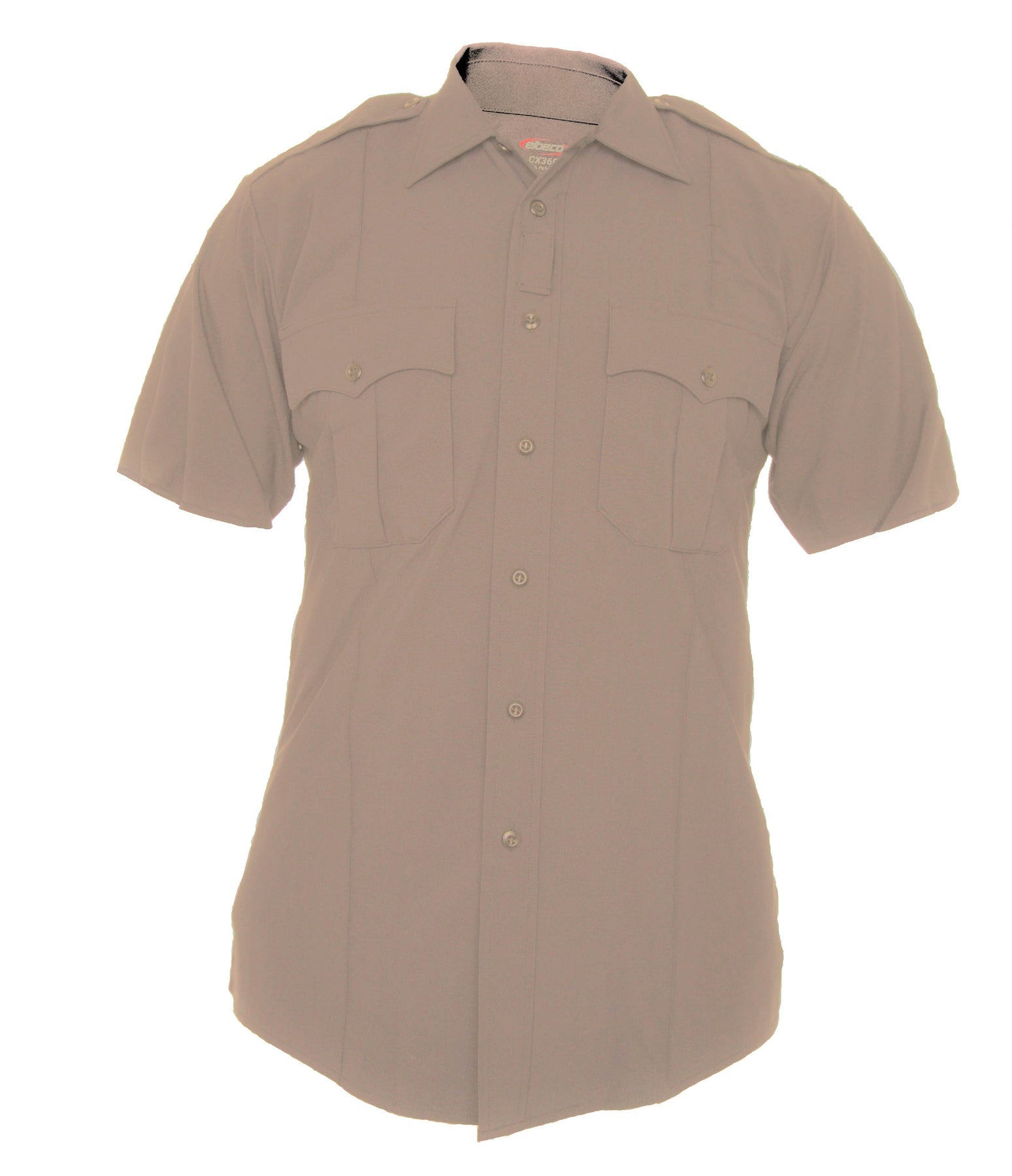 Tan short-sleeve shirt on a white background