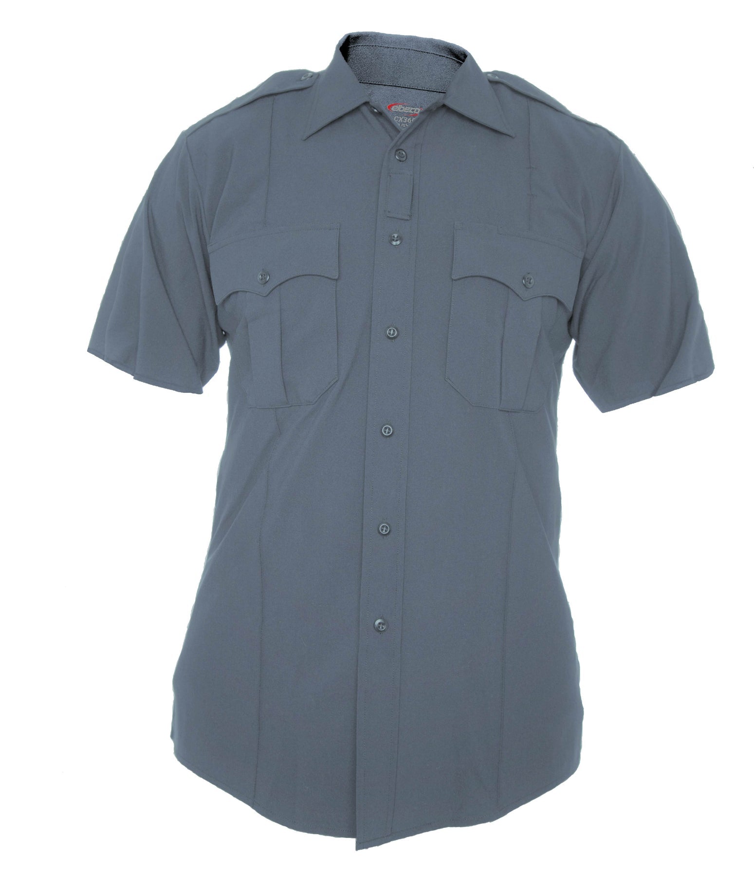 French Blue short-sleeve shirt with two front pockets on a white background