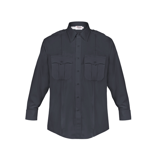 Elbeco DutyMaxx Long Sleeve Shirt in dark color, featuring two chest pockets and a comfortable fit for professionals.