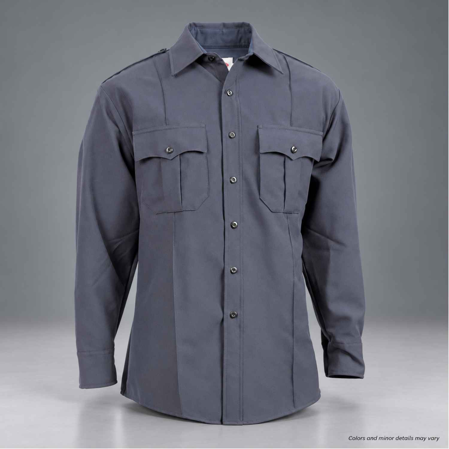 Elbeco TexTrop2 Z319N French Blue long sleeve uniform shirt with stitched creases and epaulets
