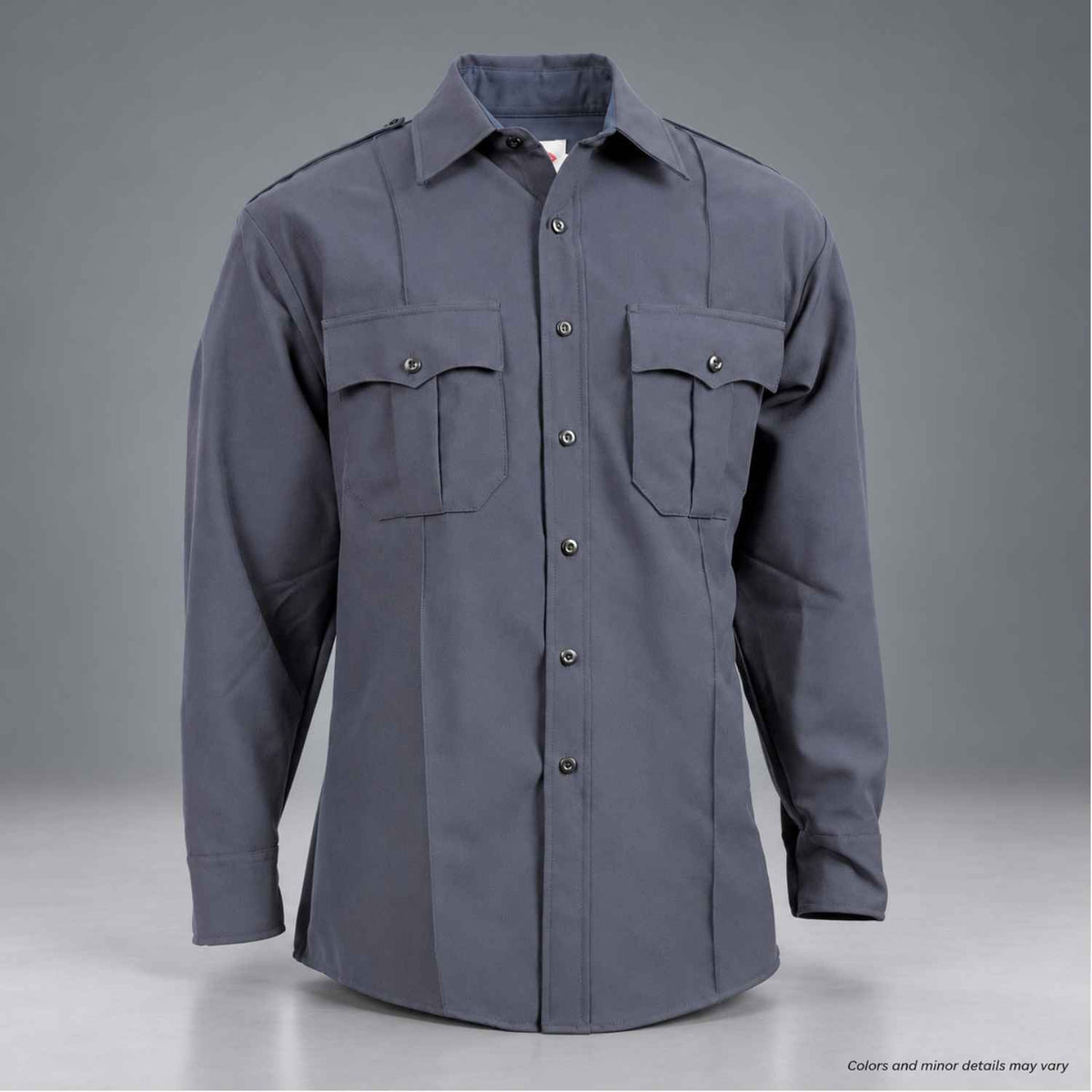 Elbeco TexTrop2 Z319N French Blue long sleeve uniform shirt with stitched creases and epaulets