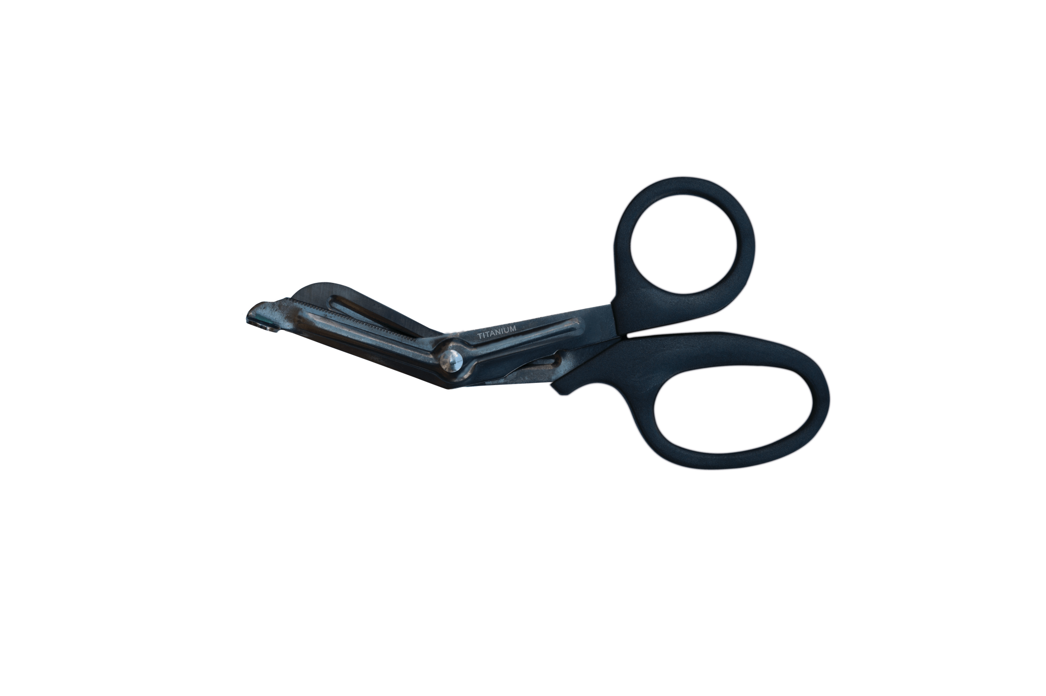 EMI Emergency Medical Shear-Cut with titanium blades, non-stick surface, and contoured handles for comfort and control.
