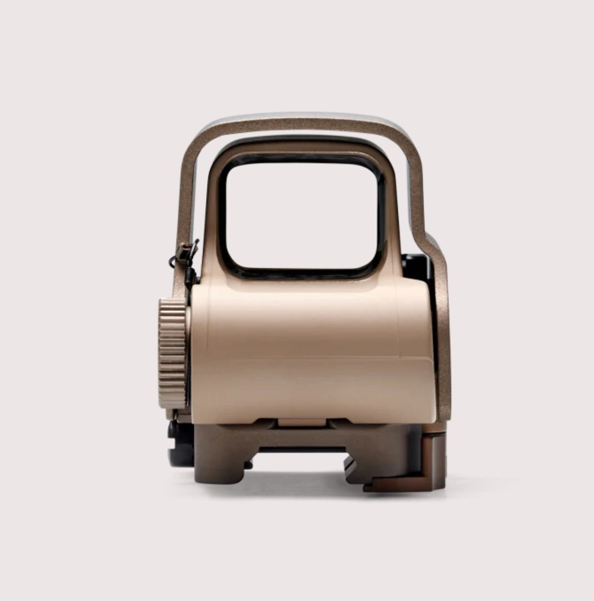 Tan EOTech Model EXPS3 a reflective surface on a light gray background