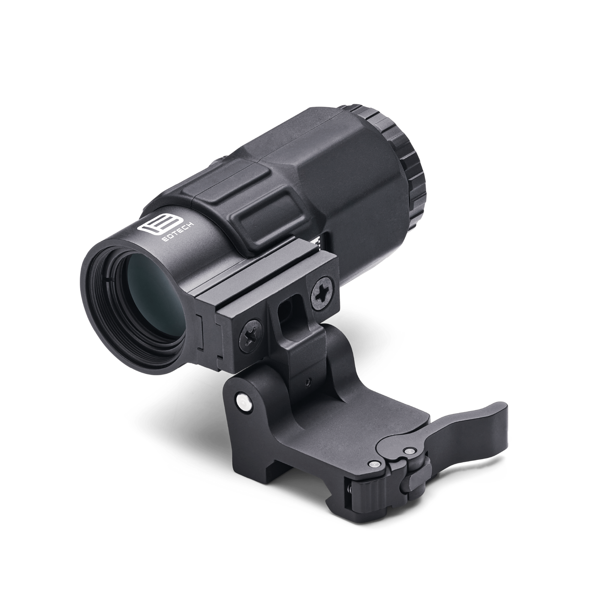 EOTech G45 5X magnifier mounted behind an EOTECH holographic weapon sight on a rifle rail