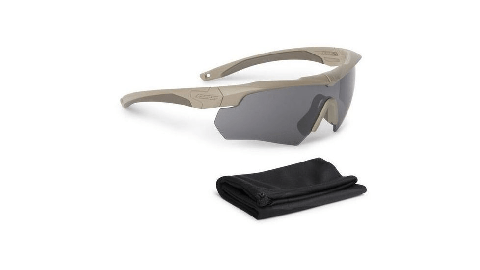 ESS Crossbow ONE ballistic eyeshield with ClearZone FlowCoat technology and protective pouch for max comfort and clarity.