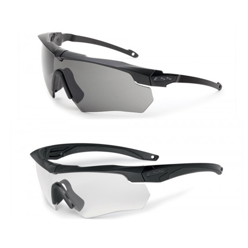 ESS Crossbow Suppressor 2X Kit featuring clear and smoke gray lenses with ultra-thin frames for comfort and universal fit.