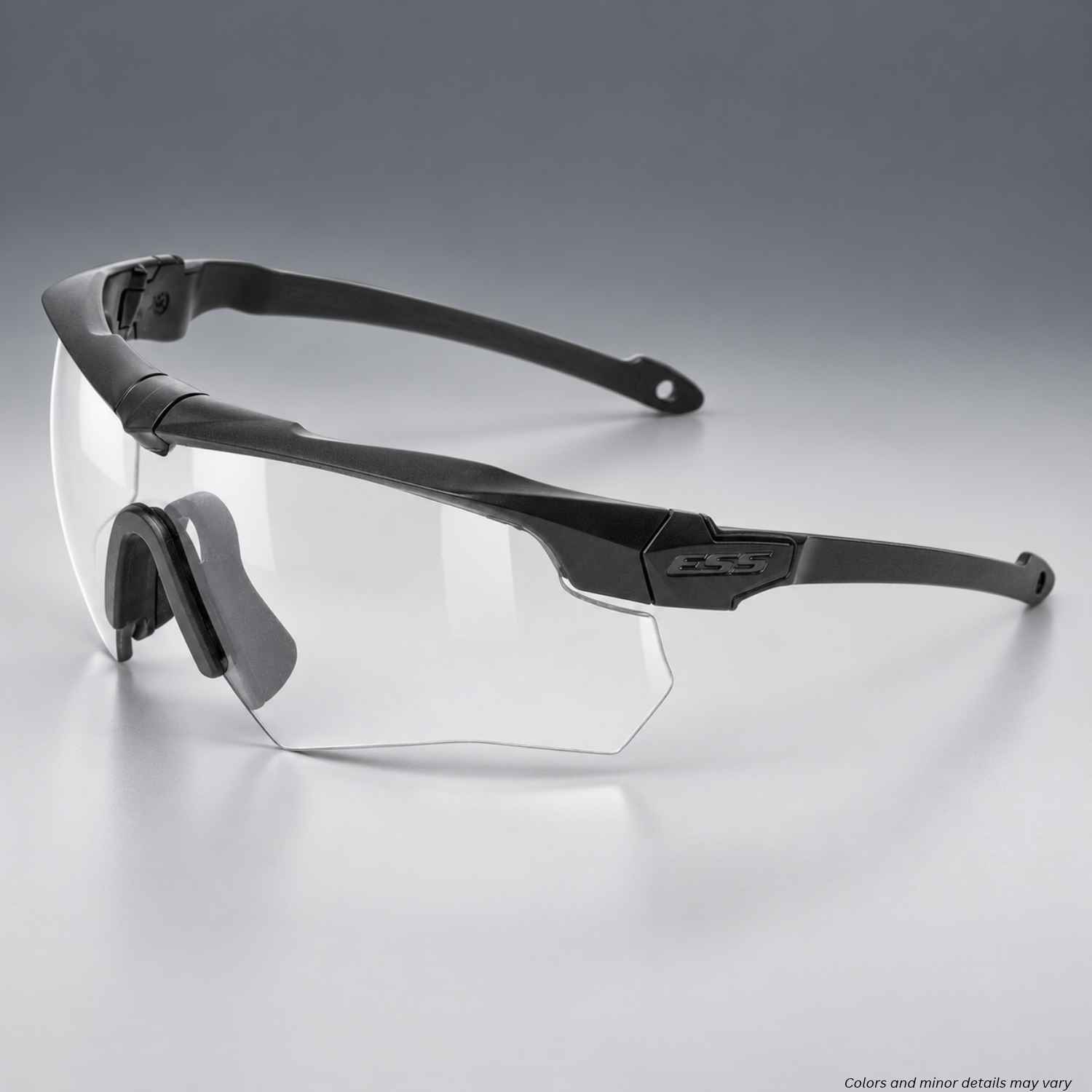 ESS Crossbow Suppressor ONE Clear lens EE9007-04 ballistic safety glasses, angled front view