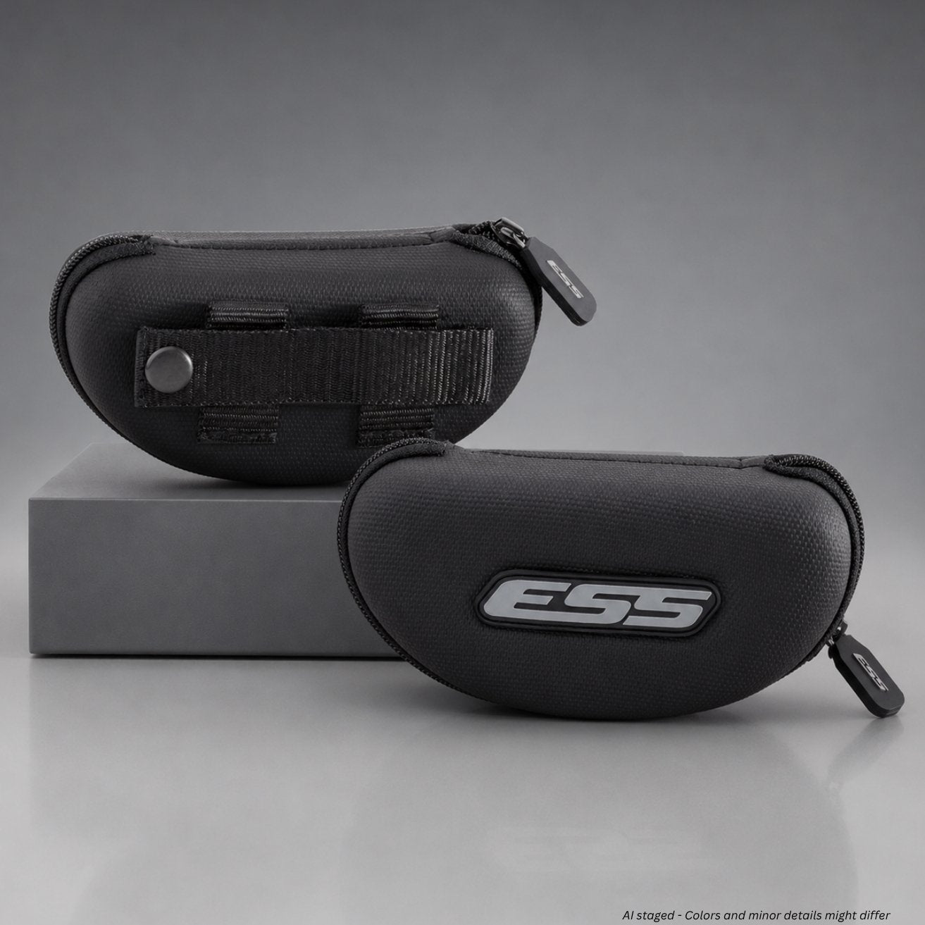 ESS Eyeshield Hard Case 740-0445 in black, front view of textured protective shell