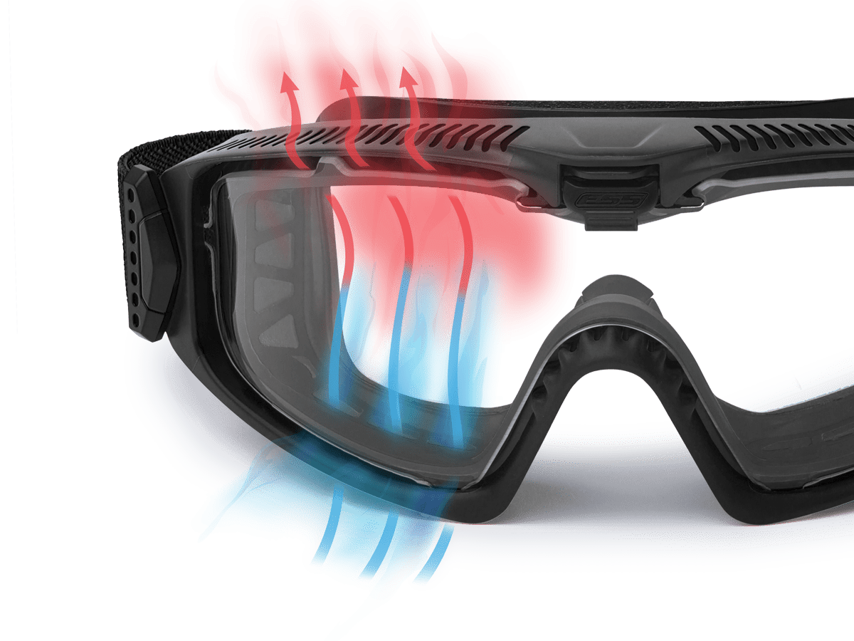 ESS Influx AVS airflow detail: cool air enters below the lens and warm air exits through the top vents