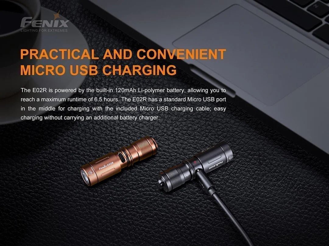 Fenix E02R RECHARGEABLE EDC FLASHLIGHT E02RG2 - WCUniforms