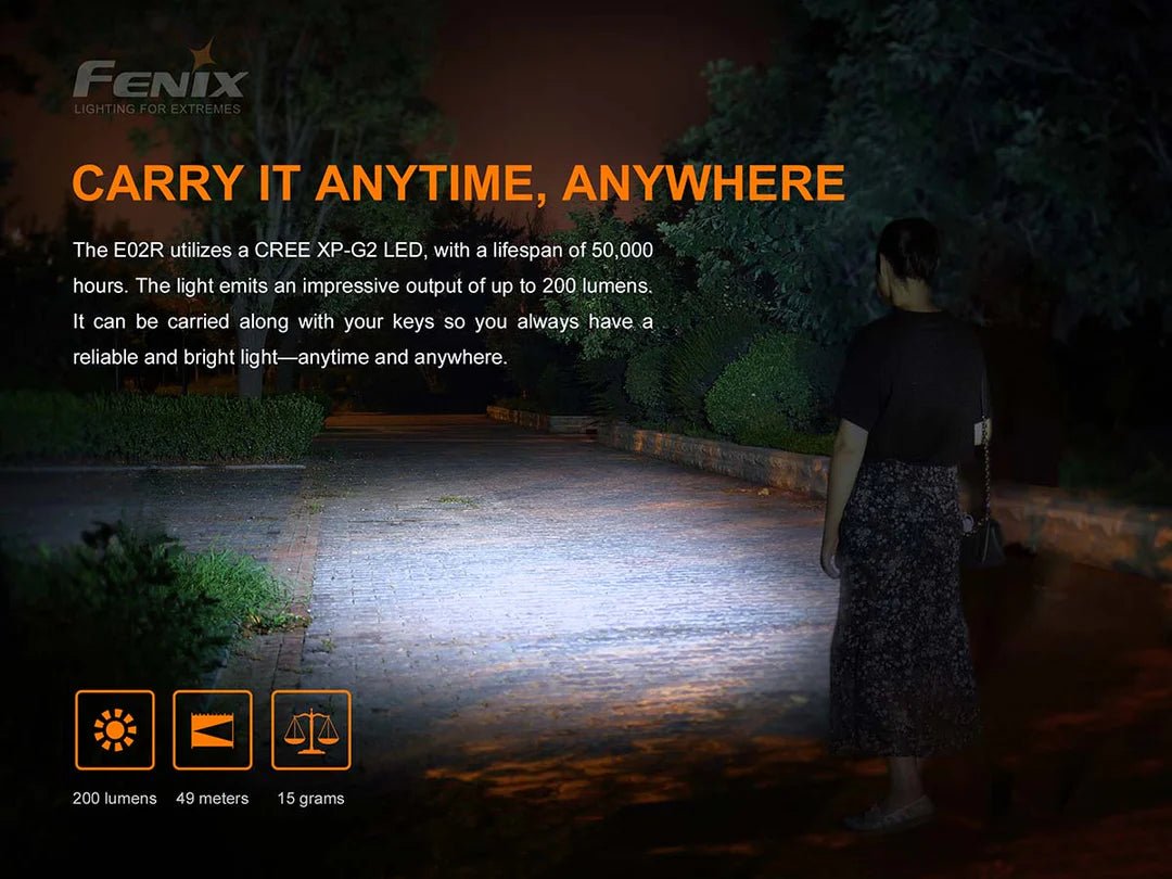 Fenix E02R RECHARGEABLE EDC FLASHLIGHT E02RG2 - WCUniforms