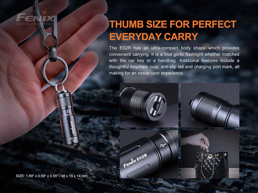 Fenix E02R RECHARGEABLE EDC FLASHLIGHT E02RG2 - WCUniforms