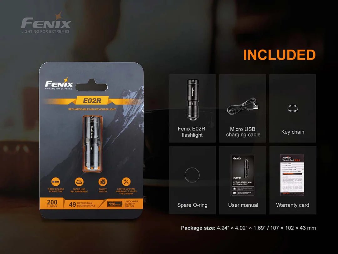 Fenix E02R RECHARGEABLE EDC FLASHLIGHT E02RG2 - WCUniforms