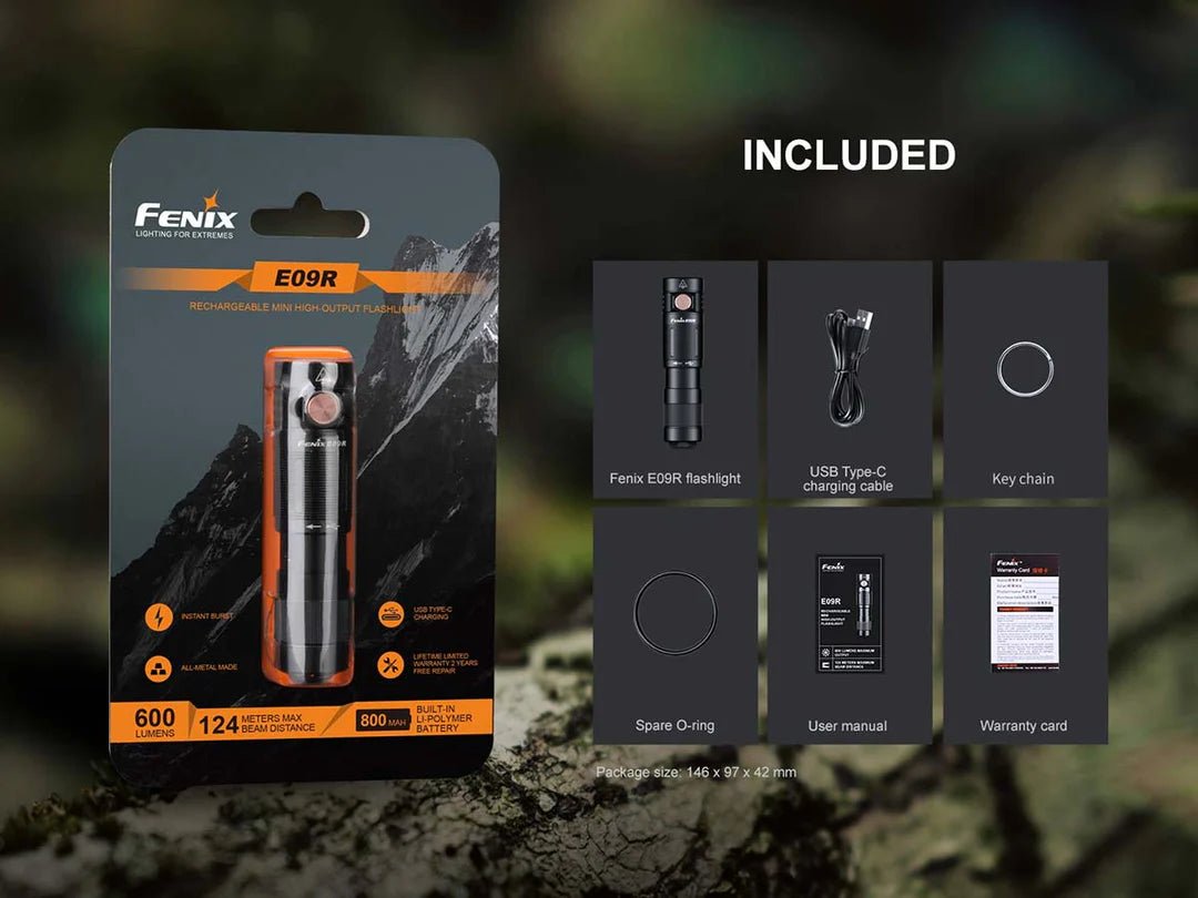 Fenix E09R Rechargeable Flashlight E09RSBK - WCUniforms