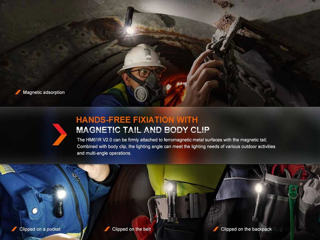 Fenix HM61R V2.0 Rechargeable Headlamp HM61V2BK - WCUniforms