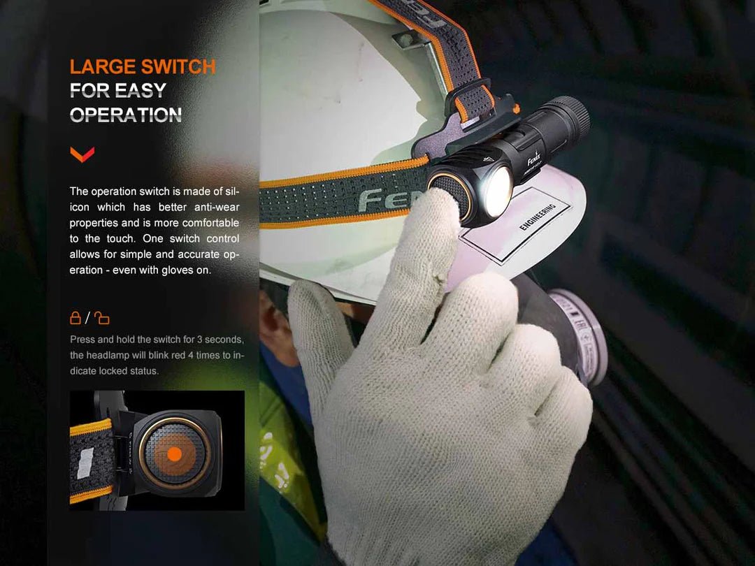 Fenix HM61R V2.0 Rechargeable Headlamp HM61V2BK - WCUniforms