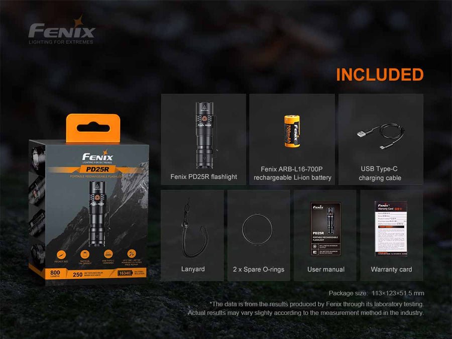 Fenix PD25R Rechargeable EDC Flashlight - IP68 Waterproof & Dustproof - WCUniforms