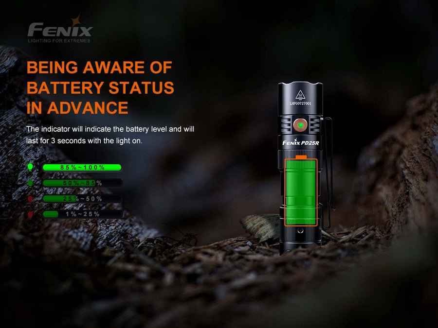 Fenix PD25R Rechargeable EDC Flashlight - IP68 Waterproof & Dustproof - WCUniforms