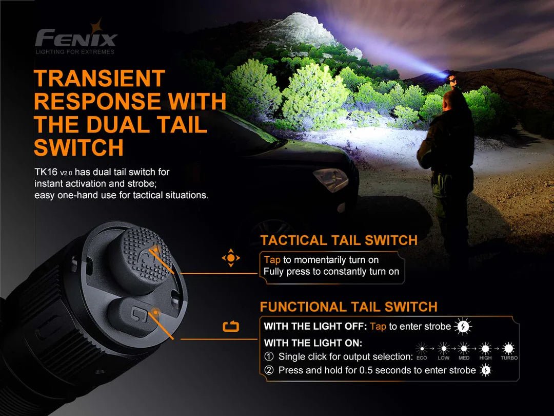 Fenix TK16 V2.0 Tactical Flashlight TK16V2BK - WCUniforms