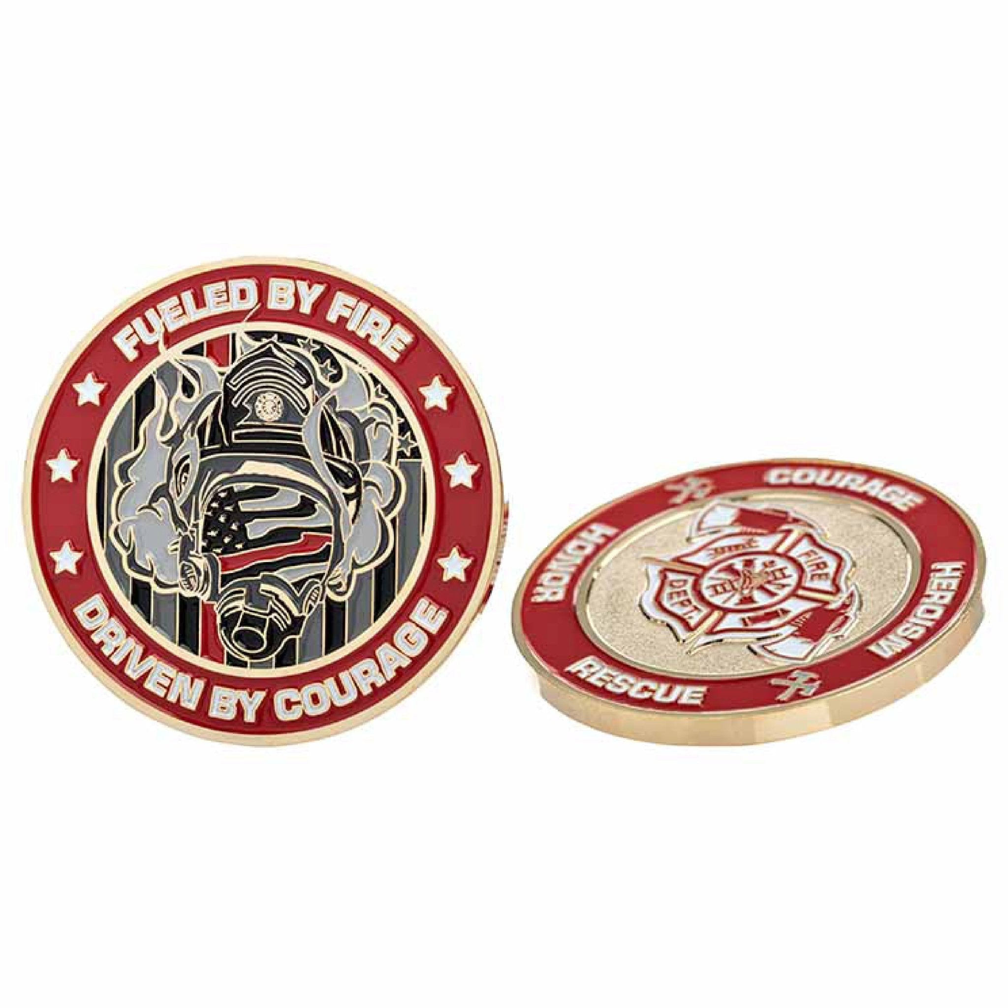 Thin Blue Line USA Firefighter Thin Red Line Challenge Coin with antique-gold plating
