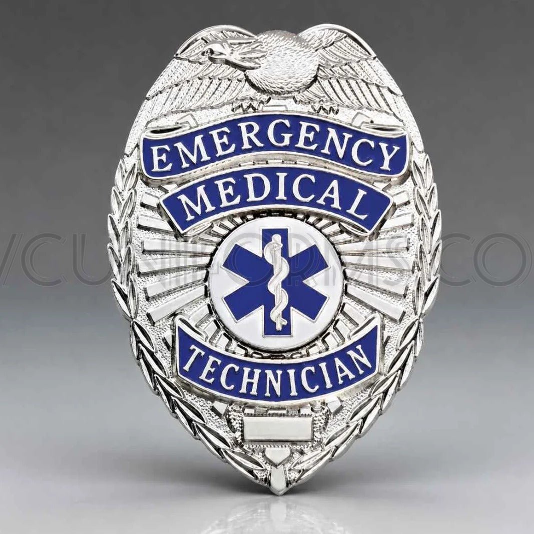 Watermarked - First Class EMT Silver Shield Badge BA23 | First Responder Gear